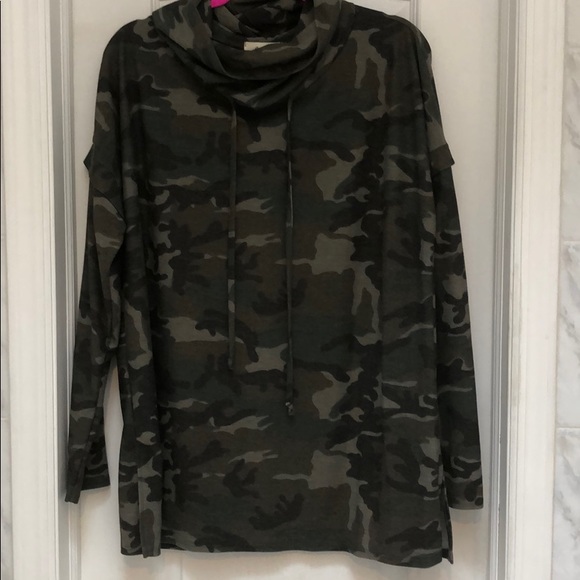 CAMO COWL NECK TUNIC TOP - Picture 6 of 7
